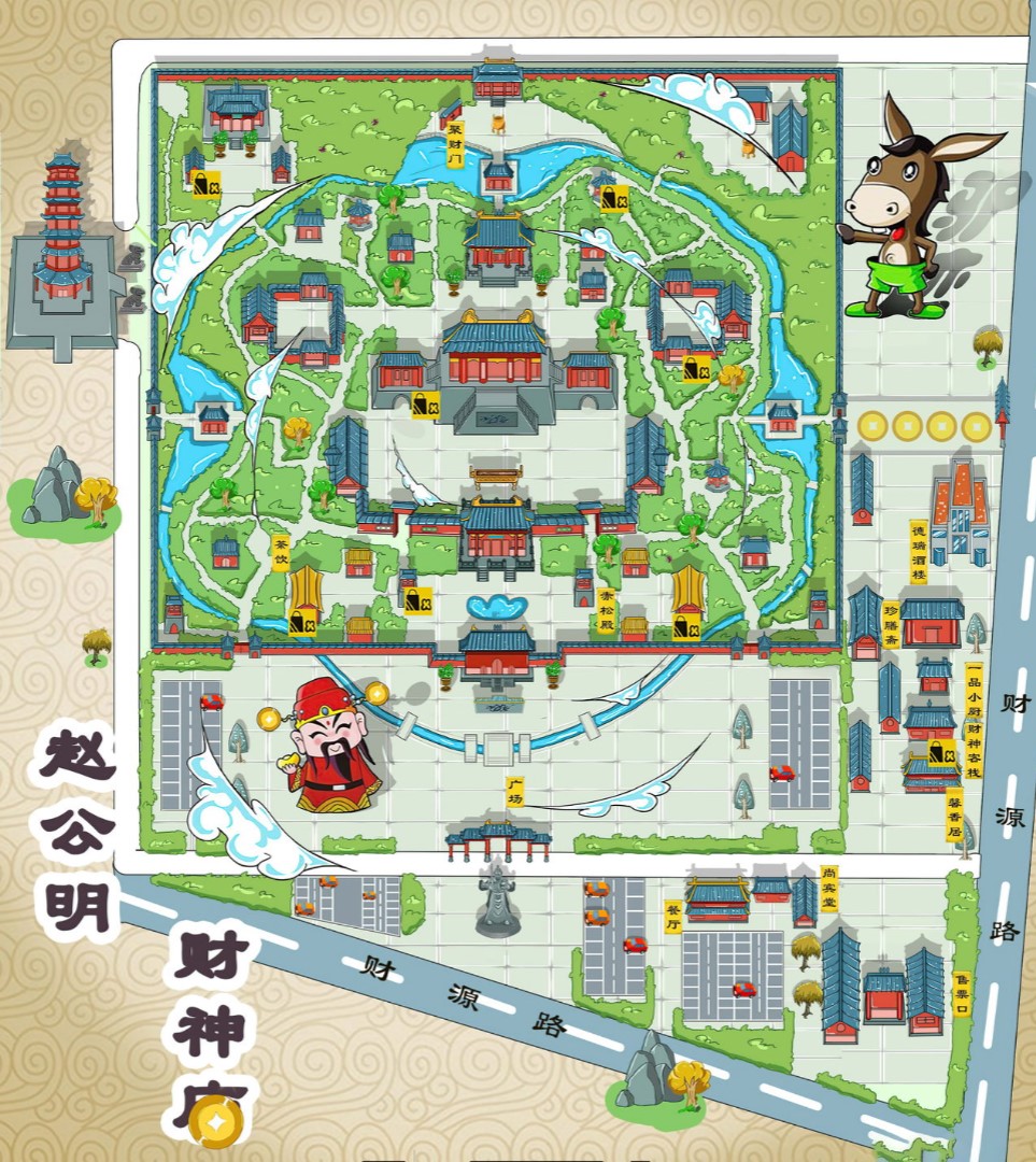 澄迈寺庙类手绘地图